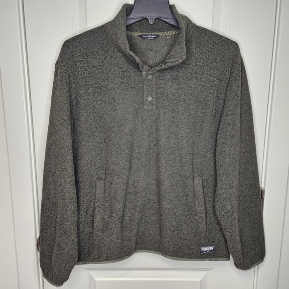 Alpine Design Mens Size Large Pullover 1/4 Snap Button Mock Neck Fleece Sweater - Picture 1 of 7